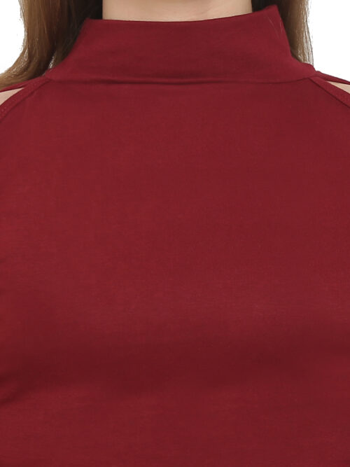 Women's Cold Shoulder Crop Top – High Neck & Long Sleeves - Image 25