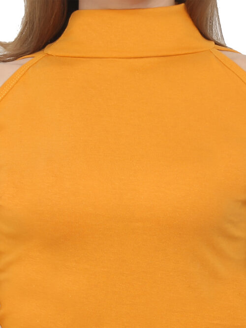 Women's Cold Shoulder Crop Top – High Neck & Long Sleeves - Image 5