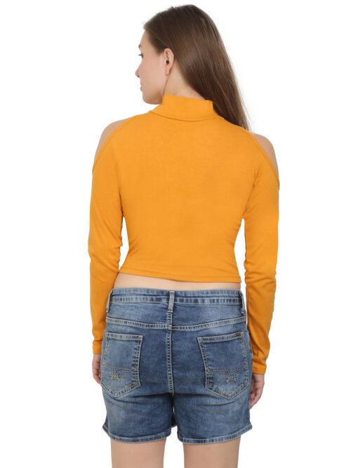 Women's Cold Shoulder Crop Top – High Neck & Long Sleeves - Image 6