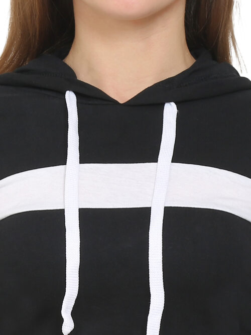 Women's Black Crop Hoodie with Cotton - Image 6