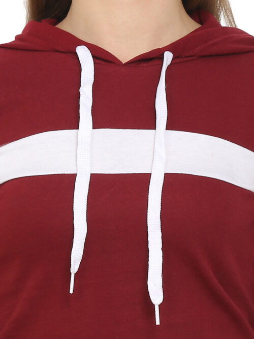 Women's Maroon Crop Hoodie & Shorts Set - Image 6