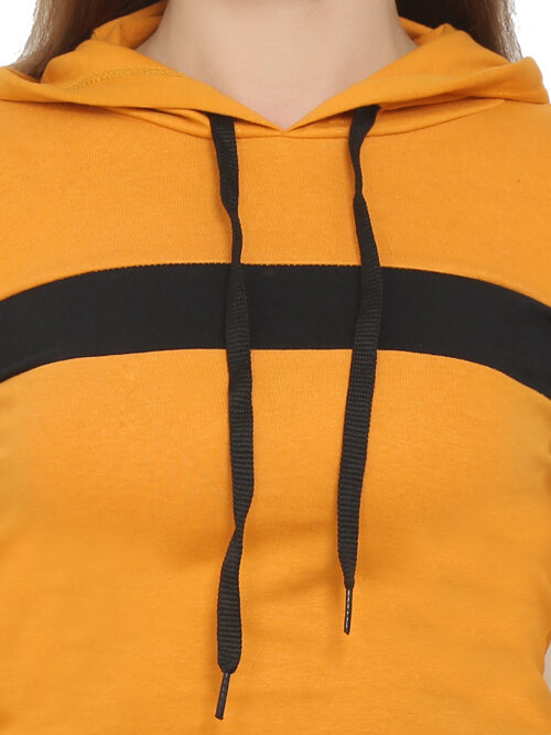 Women’s Yellow Crop Hoodie & Cotton Shorts Set - Image 4