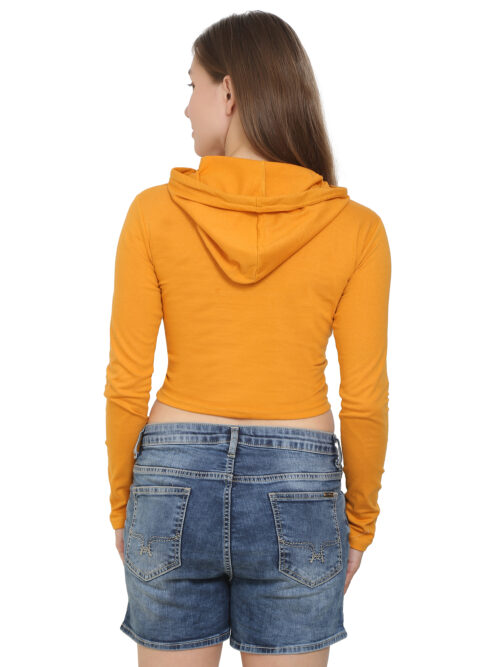 Women’s Yellow Crop Hoodie & Cotton Shorts Set - Image 5