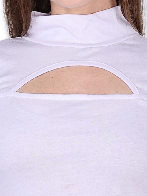 Multicolor Full Sleeve Crop Top for Women-Front Cut-Out Design - Image 9