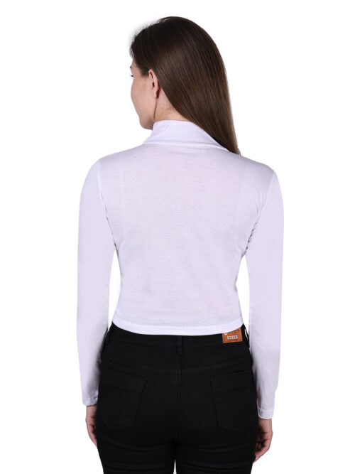Multicolor Full Sleeve Crop Top for Women-Front Cut-Out Design - Image 12
