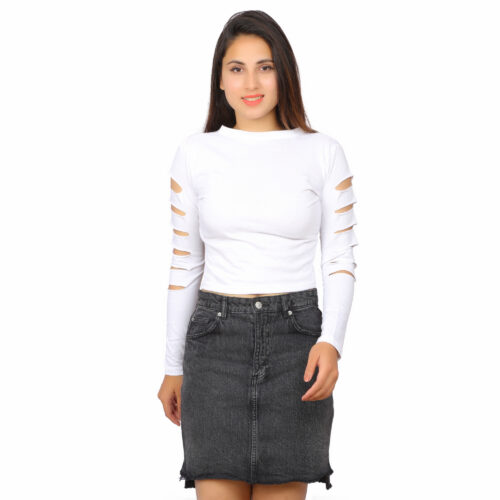 Women’s Multicolor Cut-Out Sleeve Crop Top – Full Sleeve Fit - Image 16