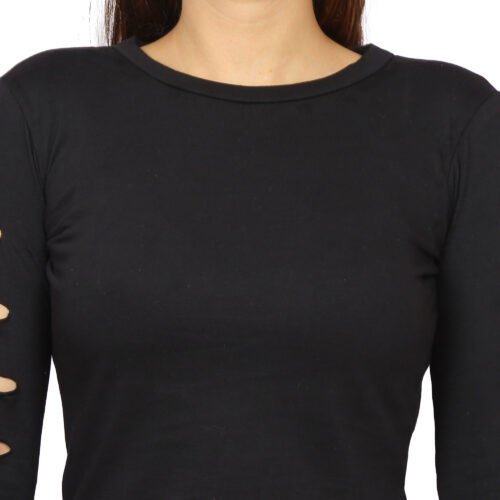 Women’s Multicolor Cut-Out Sleeve Crop Top – Full Sleeve Fit - Image 9