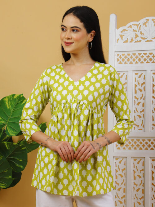 Women’s Multicolor Printed Cotton Top | Stylish 3/4 Sleeve Casual Wear Kurti - Image 2