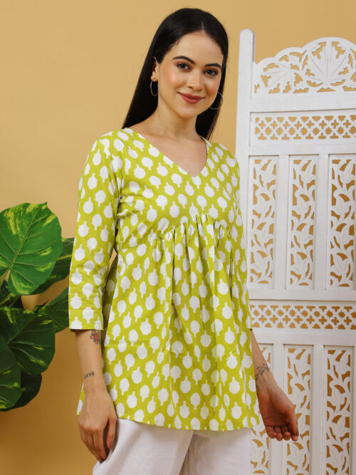 Women’s Multicolor Printed Cotton Top | Stylish 3/4 Sleeve Casual Wear Kurti - Image 3