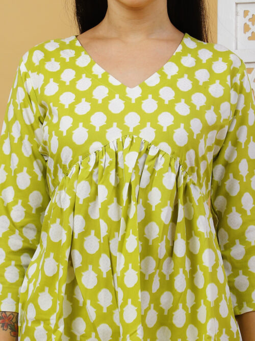 Women’s Multicolor Printed Cotton Top | Stylish 3/4 Sleeve Casual Wear Kurti - Image 4