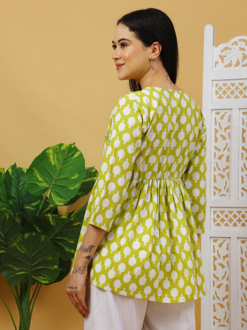 Women’s Multicolor Printed Cotton Top | Stylish 3/4 Sleeve Casual Wear Kurti - Image 5