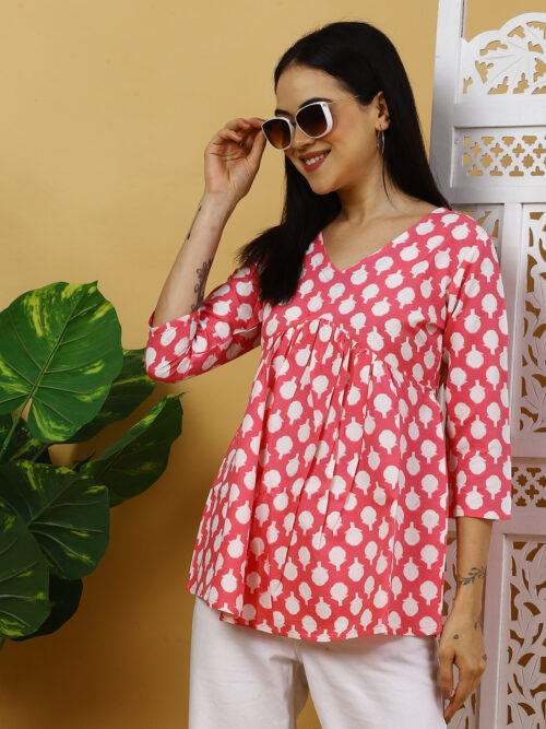 Women’s Multicolor Printed Cotton Top | Stylish 3/4 Sleeve Casual Wear Kurti - Image 13