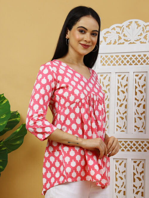 Women’s Multicolor Printed Cotton Top | Stylish 3/4 Sleeve Casual Wear Kurti - Image 14
