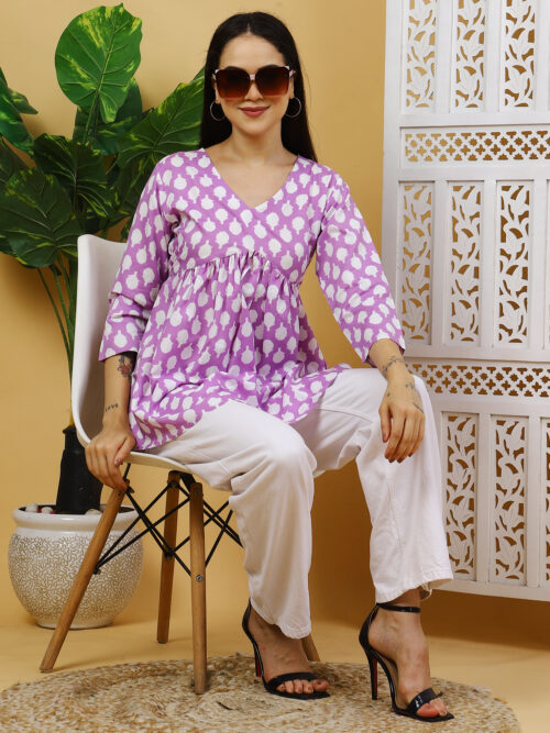 Women’s Multicolor Printed Cotton Top | Stylish 3/4 Sleeve Casual Wear Kurti - Image 16