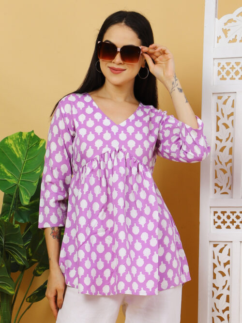 Women’s Multicolor Printed Cotton Top | Stylish 3/4 Sleeve Casual Wear Kurti - Image 17