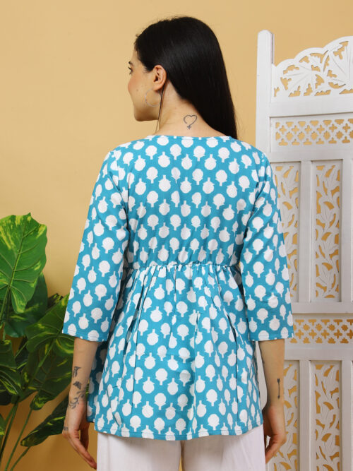Women’s Multicolor Printed Cotton Top | Stylish 3/4 Sleeve Casual Wear Kurti - Image 8