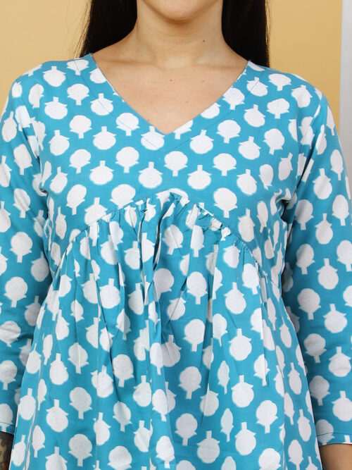 Women’s Multicolor Printed Cotton Top | Stylish 3/4 Sleeve Casual Wear Kurti - Image 9