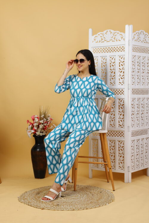 Women’s Multicolor Cotton Printed Co-ord Set - Image 2