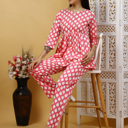 Women’s Multicolor Cotton Printed Co-ord Set – Front View