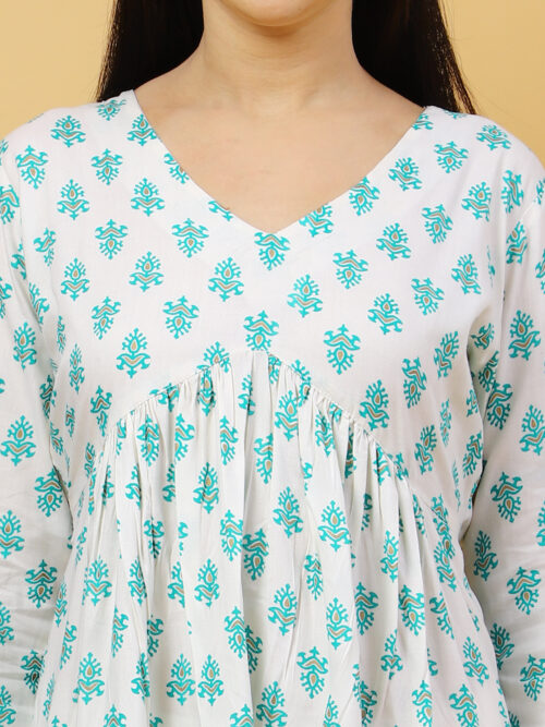 Women’s Multicolor Printed Cotton Kurti | 3/4 Sleeve Top - Image 8