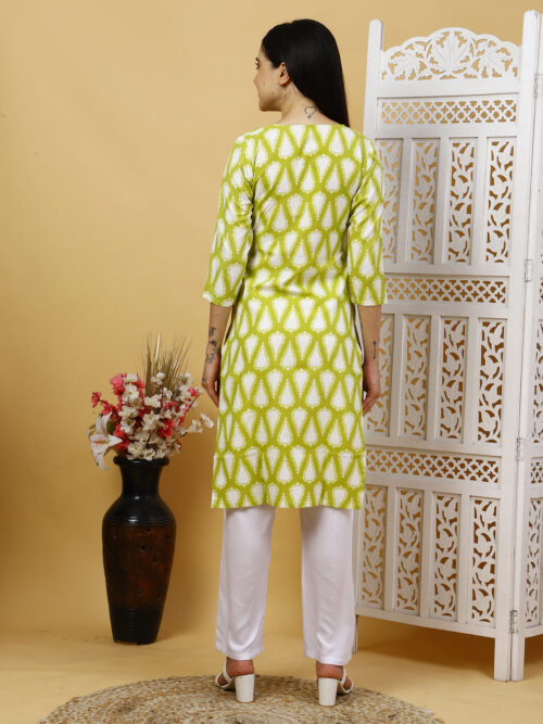 Multicolor Printed Cotton Kurti for Women – 3/4 Sleeve - Image 2