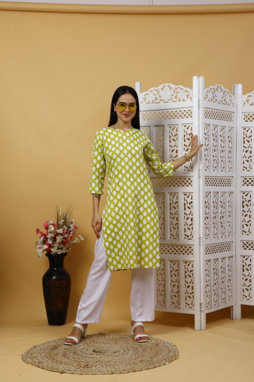 Women’s Multicolor Printed Cotton Kurti |  Office Wear Top - Image 17