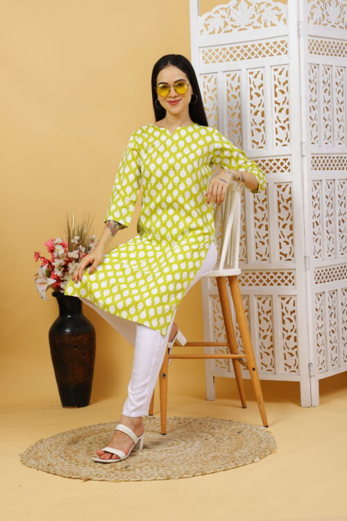 Women’s Multicolor Printed Cotton Kurti |  Office Wear Top - Image 19