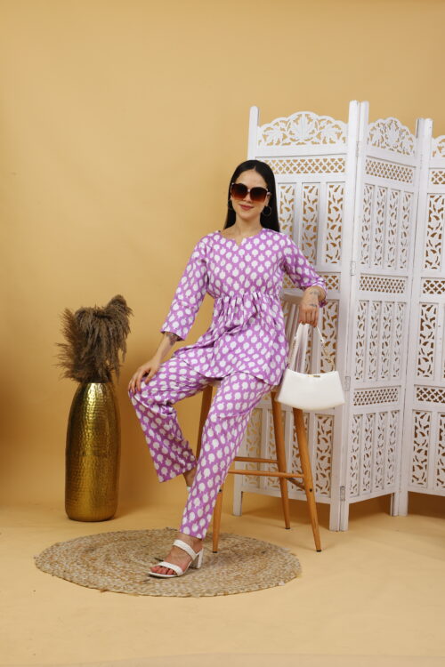Women’s Multicolor Cotton Printed Co-ord Set – Front View