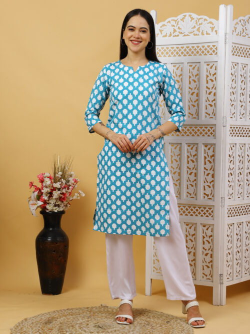 Women’s Multicolor Printed Cotton Kurti |  Office Wear Top - Image 21