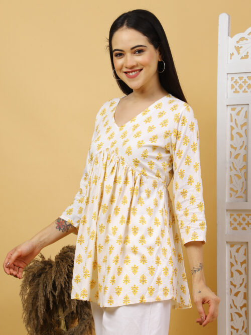 Women’s Multicolor Printed Cotton Kurti | 3/4 Sleeve Top - Image 21