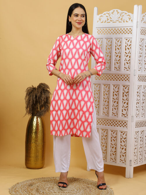 Multicolor Printed Cotton Kurti for Women – 3/4 Sleeve - Image 13