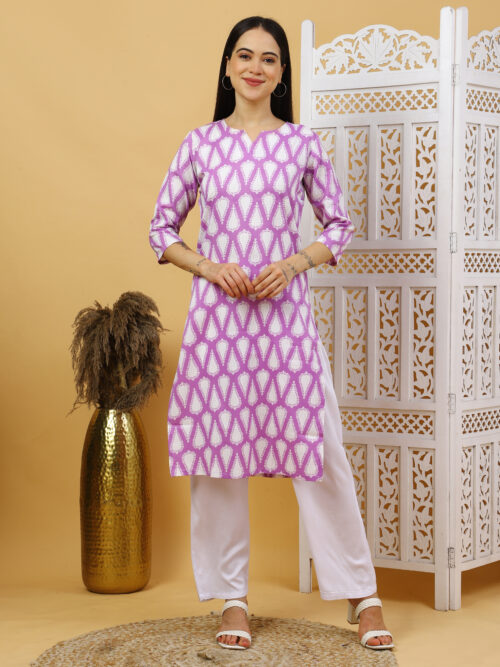Multicolor Printed Cotton Kurti for Women – 3/4 Sleeve - Image 18