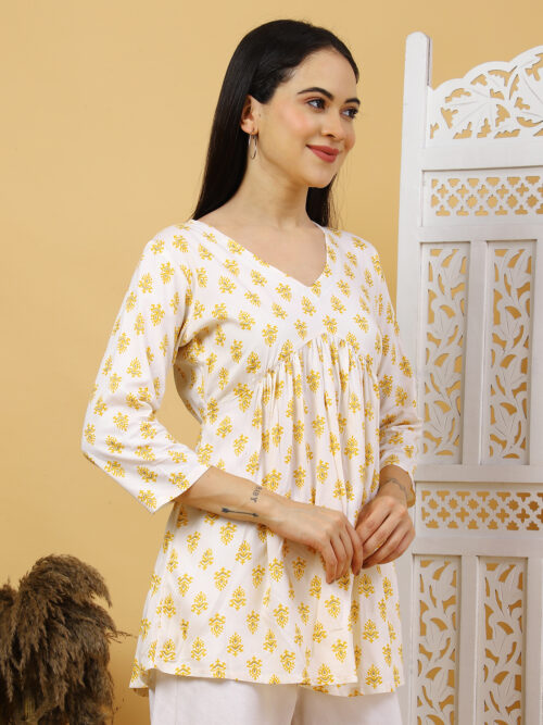 Women’s Multicolor Printed Cotton Kurti | 3/4 Sleeve Top - Image 22