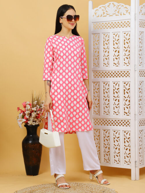 Women’s Multicolor Printed Cotton Kurti |  Office Wear Top - Image 4