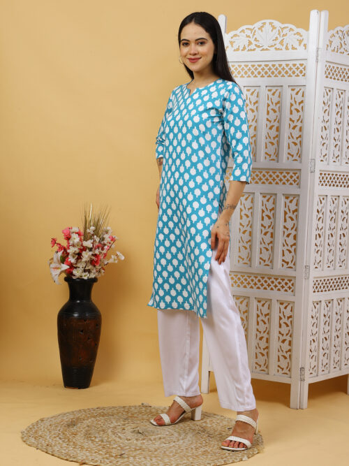 Women’s Multicolor Printed Cotton Kurti |  Office Wear Top - Image 22