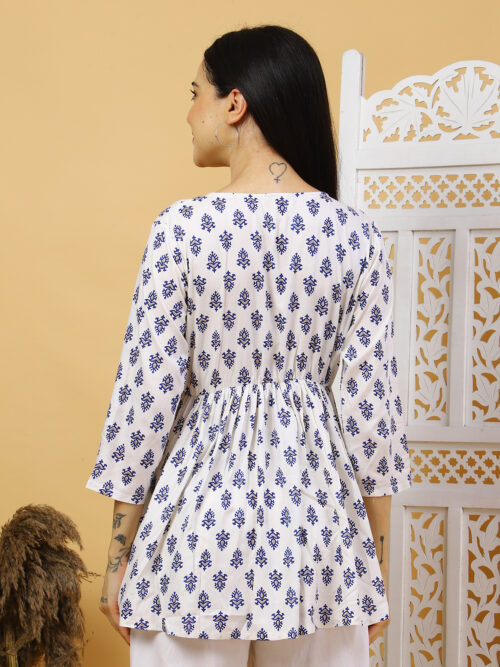 Women’s Multicolor Printed Cotton Kurti | 3/4 Sleeve Top - Image 5