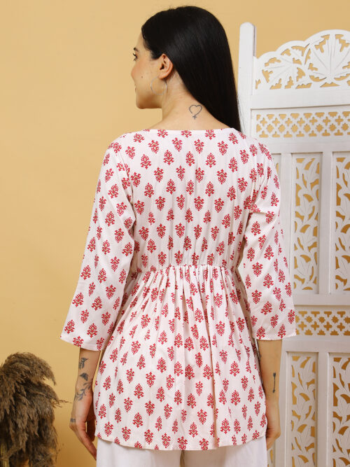 Women’s Multicolor Printed Cotton Kurti | 3/4 Sleeve Top - Image 17