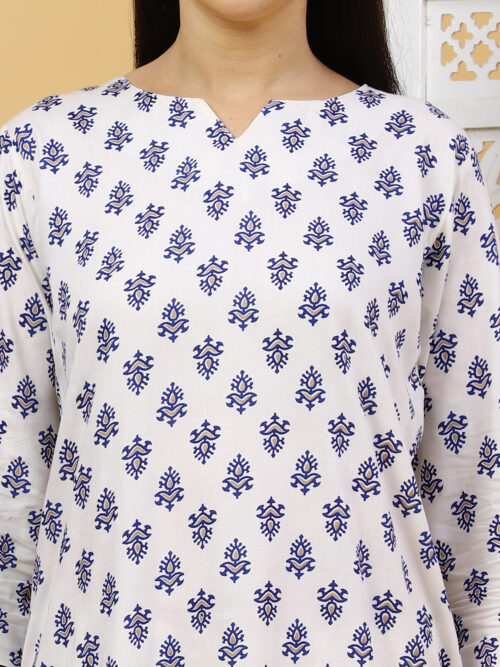 Multicolor Floral Printed Cotton Kurti for Women – 3/4 Sleeve - Image 24