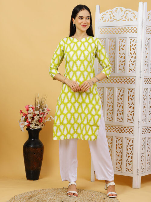 Multicolor Printed Cotton Kurti for Women – 3/4 Sleeve - Image 5