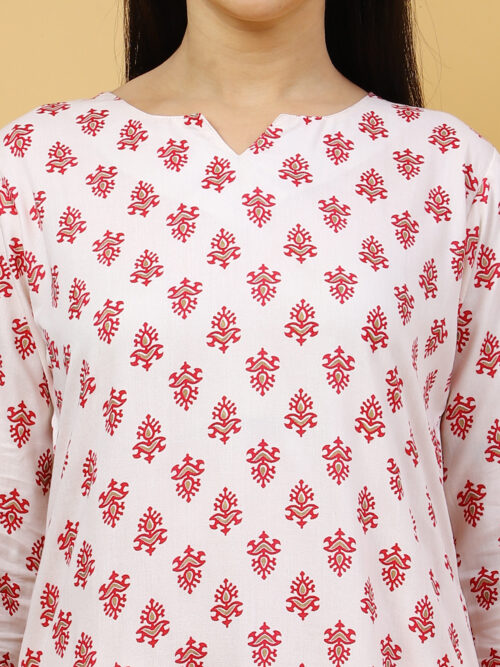 Multicolor Floral Printed Cotton Kurti for Women – 3/4 Sleeve - Image 5