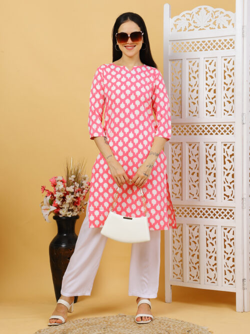 Women’s Multicolor Printed Cotton Kurti |  Office Wear Top - Image 5