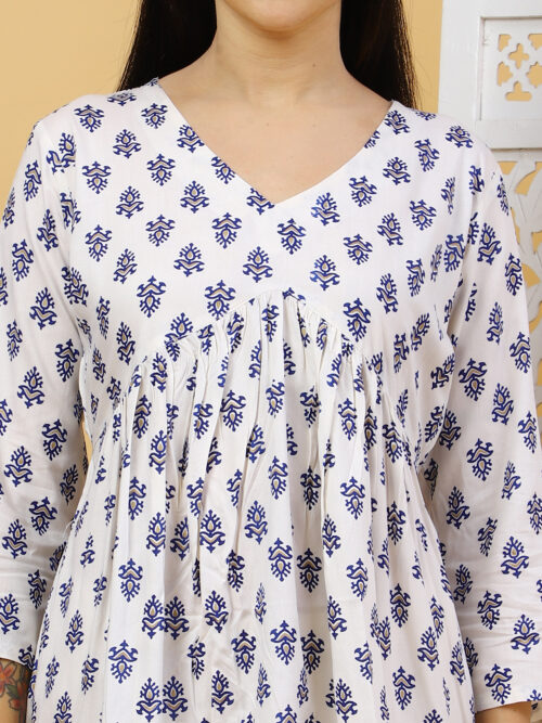 Women’s Multicolor Printed Cotton Kurti | 3/4 Sleeve Top - Image 6