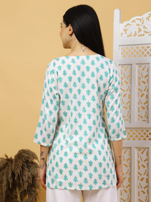 Multicolor Floral Printed Cotton Kurti for Women – 3/4 Sleeve - Image 19