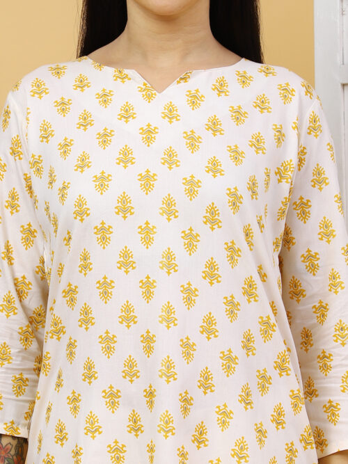 Multicolor Floral Printed Cotton Kurti for Women – 3/4 Sleeve - Image 14