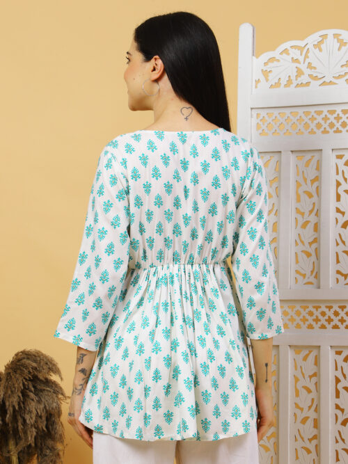 Women’s Multicolor Printed Cotton Kurti | 3/4 Sleeve Top - Image 13