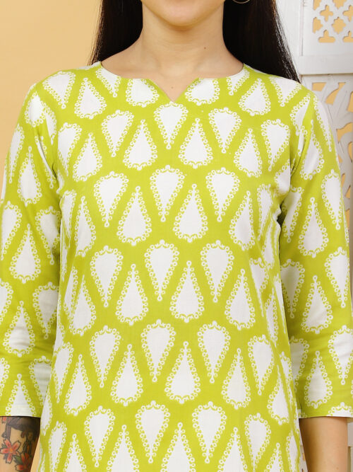 Multicolor Printed Cotton Kurti for Women – 3/4 Sleeve - Image 7