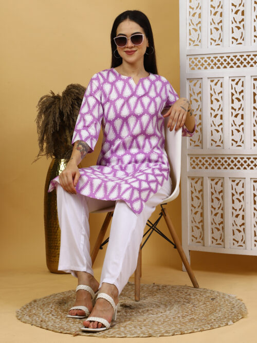 Multicolor Printed Cotton Kurti for Women – 3/4 Sleeve - Image 22