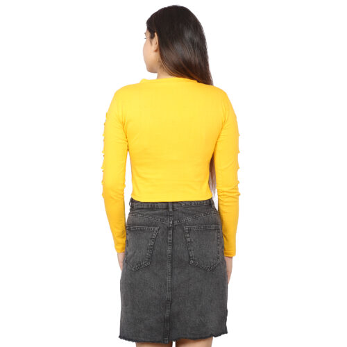 Women’s Multicolor Cut-Out Sleeve Crop Top – Full Sleeve Fit - Image 28