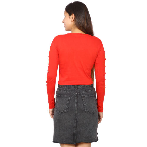 Women’s Multicolor Cut-Out Sleeve Crop Top – Full Sleeve Fit - Image 21