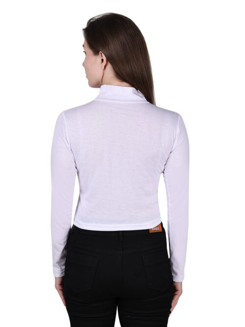 Multicolor Full Sleeve Crop Top for Women-Cut-Out Neckline - Image 4
